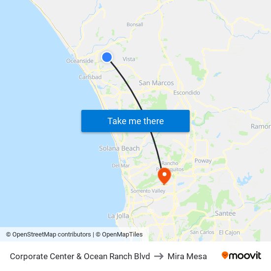 Corporate Center & Ocean Ranch Blvd to Mira Mesa map