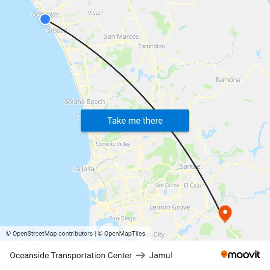 Oceanside Transportation Center to Jamul map