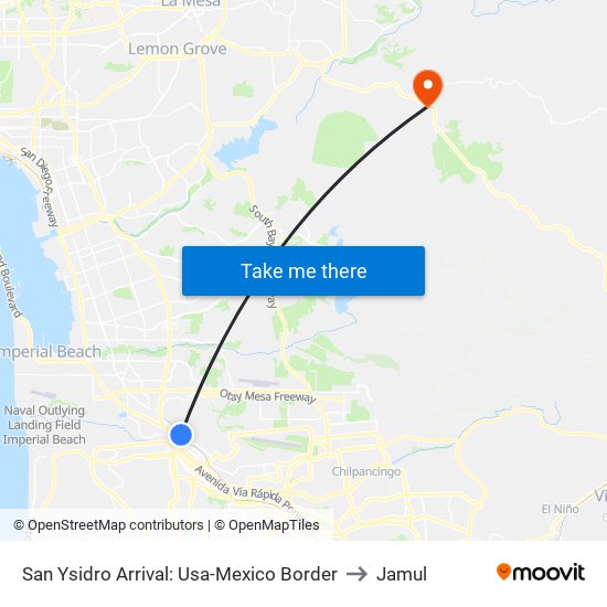 San Ysidro Arrival: Usa-Mexico Border to Jamul map