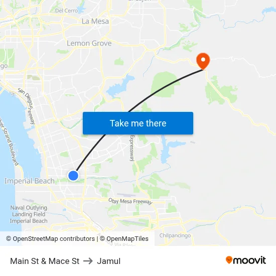 Main St & Mace St to Jamul map