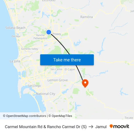 Carmel Mountain Rd & Rancho Carmel Dr (S) to Jamul map