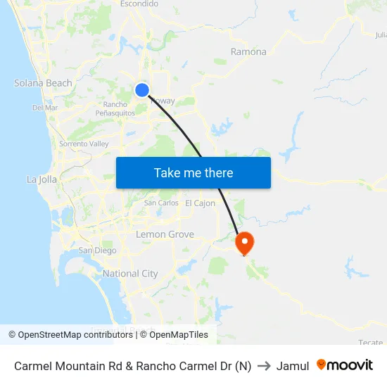 Carmel Mountain Rd & Rancho Carmel Dr (N) to Jamul map