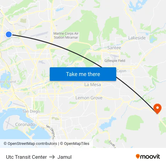 Utc Transit Center to Jamul map