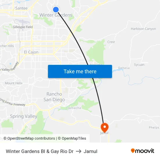 Winter Gardens Bl & Gay Rio Dr to Jamul map