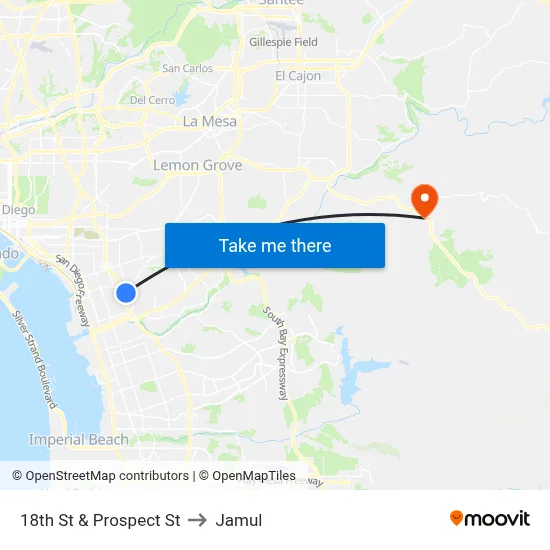 18th St & Prospect St to Jamul map