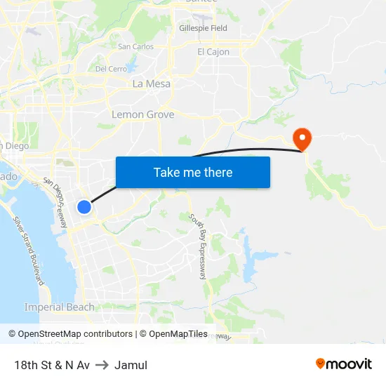 18th St & N Av to Jamul map