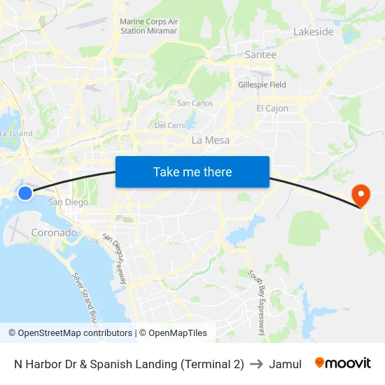 N Harbor Dr & Spanish Landing (Terminal 2) to Jamul map