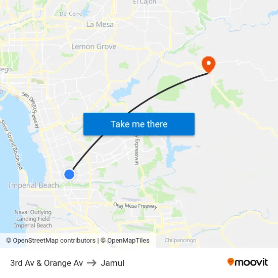 3rd Av & Orange Av to Jamul map