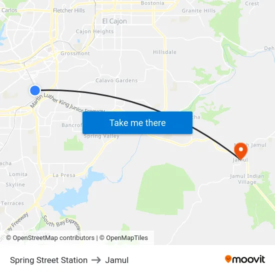 Spring Street Station to Jamul map