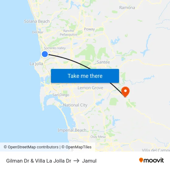 Gilman Dr & Villa La Jolla Dr to Jamul map