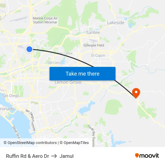 Ruffin Rd & Aero Dr to Jamul map