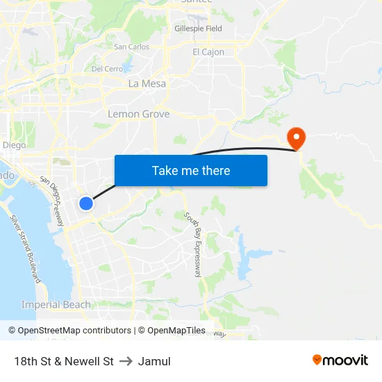 18th St & Newell St to Jamul map