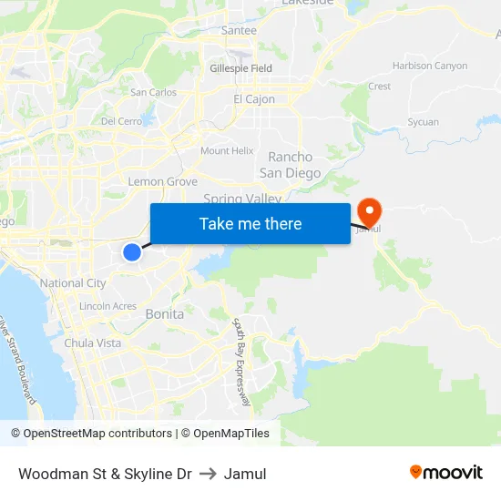 Woodman St & Skyline Dr to Jamul map