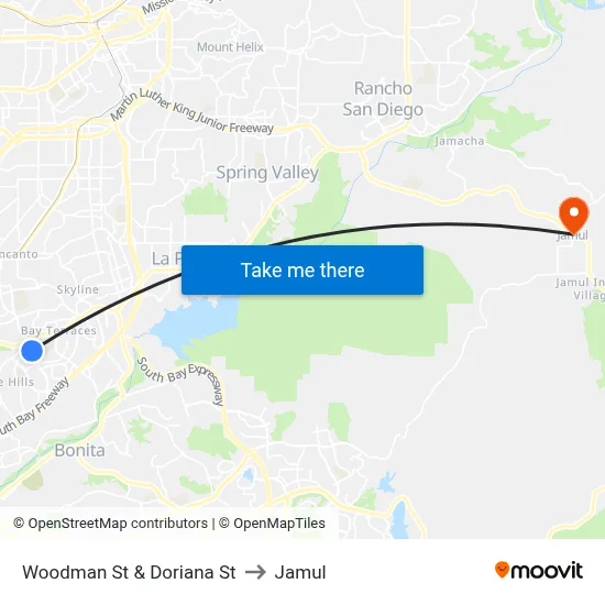 Woodman St & Doriana St to Jamul map