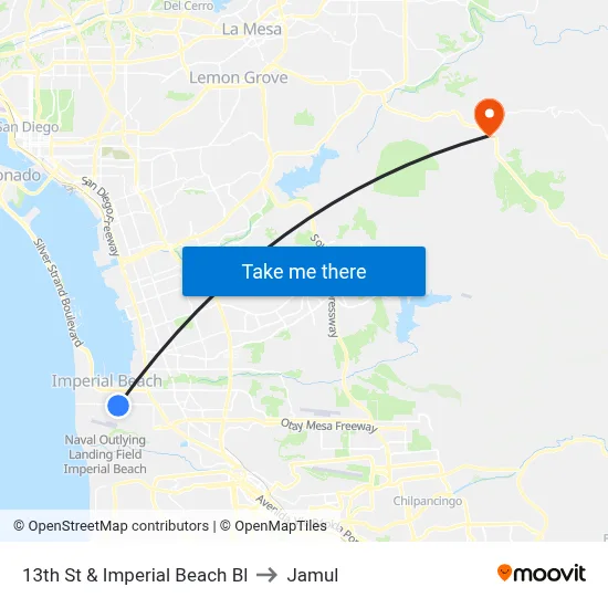 13th St & Imperial Beach Bl to Jamul map