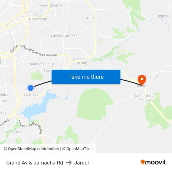 Grand Av & Jamacha Rd to Jamul map