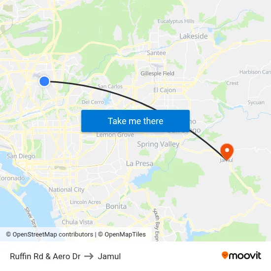 Ruffin Rd & Aero Dr to Jamul map