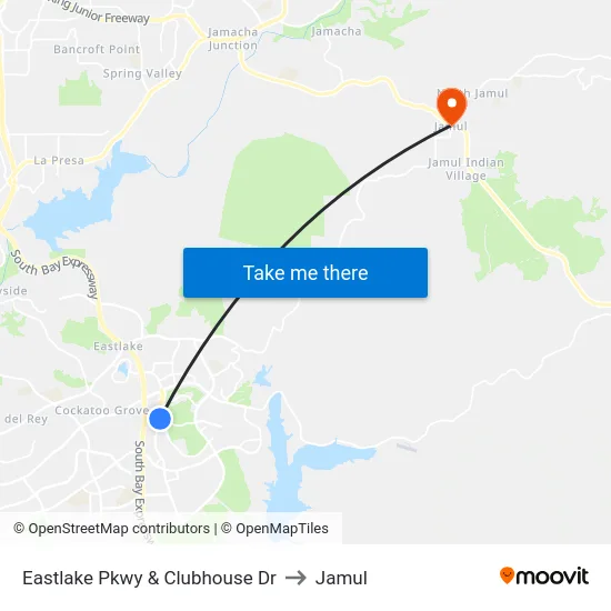 Eastlake Pkwy & Clubhouse Dr to Jamul map
