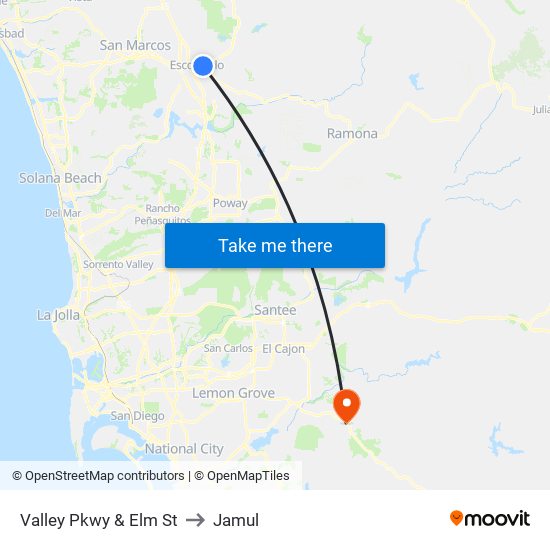 Valley Pkwy & Elm St to Jamul map