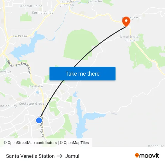 Santa Venetia Station to Jamul map