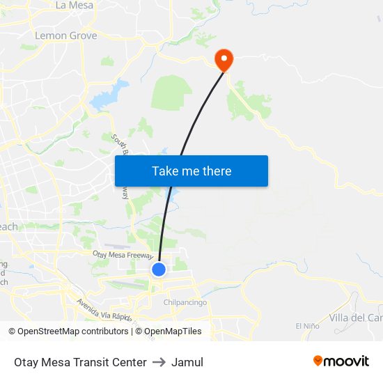 Otay Mesa Transit Center to Jamul map