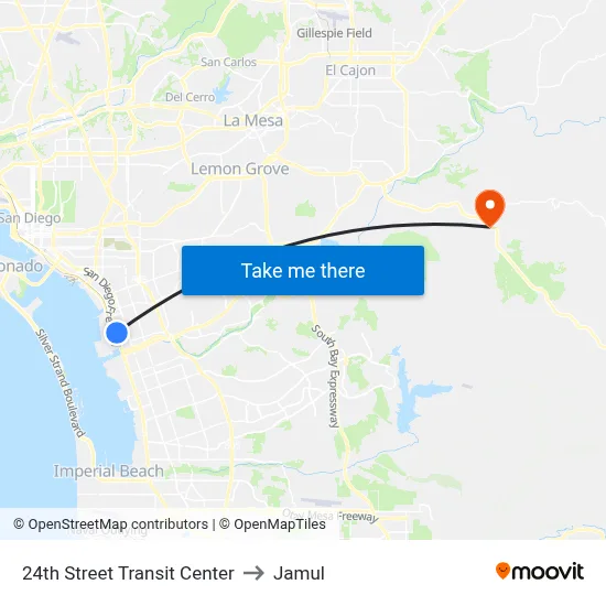 24th Street Transit Center to Jamul map