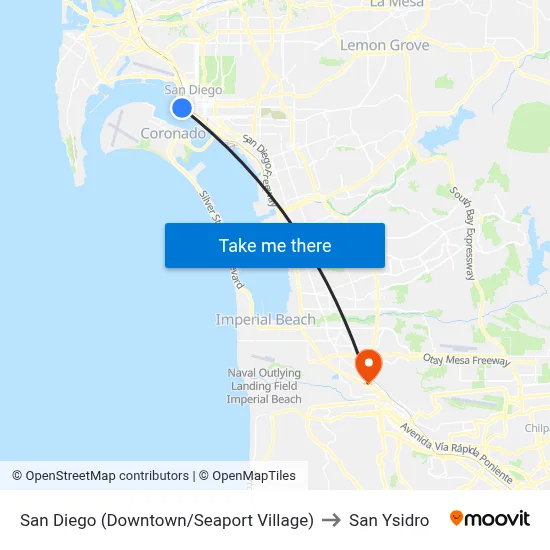 San Diego (Downtown/Seaport Village) to San Ysidro map