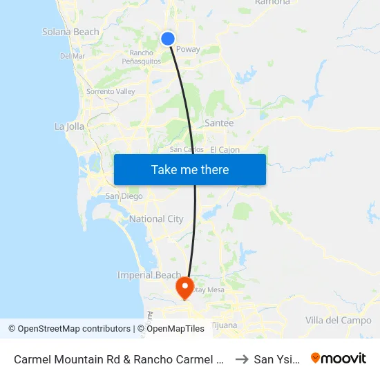 Carmel Mountain Rd & Rancho Carmel Dr (N) to San Ysidro map