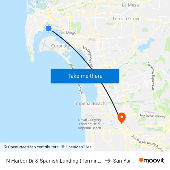 N Harbor Dr & Spanish Landing (Terminal 2) to San Ysidro map