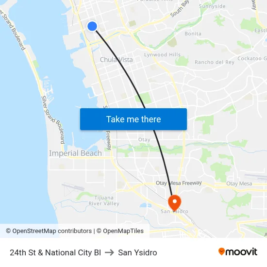 24th St & National City Bl to San Ysidro map
