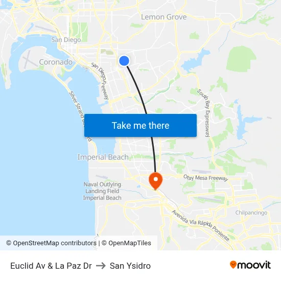 Euclid Av & La Paz Dr to San Ysidro map