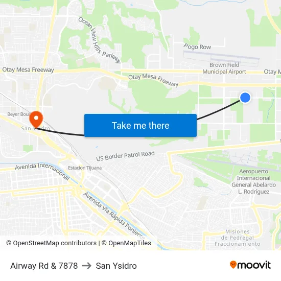 Airway Rd & 7878 to San Ysidro map