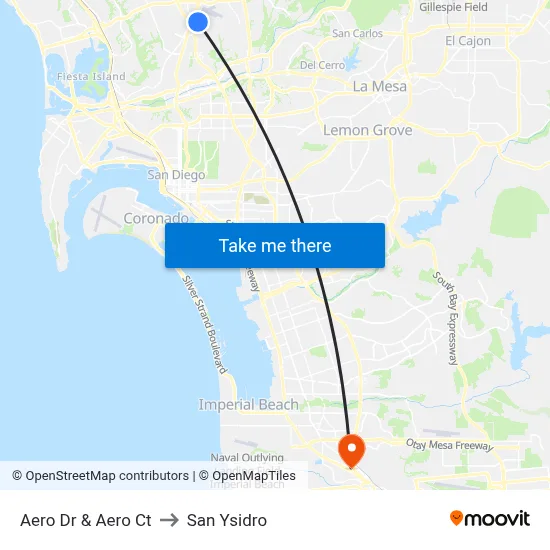 Aero Dr & Aero Ct to San Ysidro map