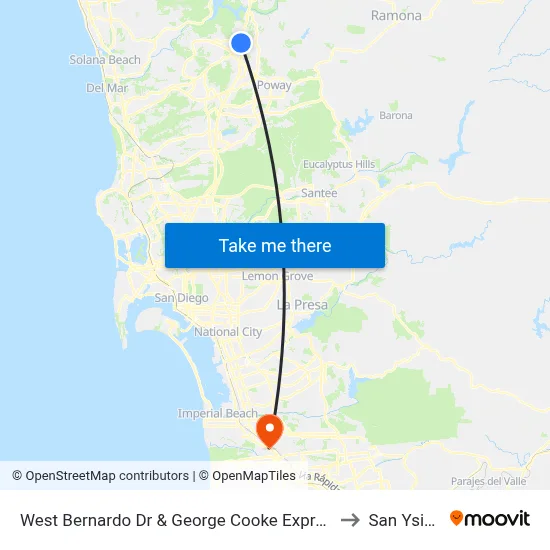 West Bernardo Dr & George Cooke Express Dr to San Ysidro map
