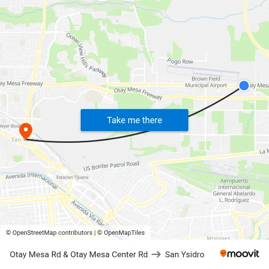 Otay Mesa Rd & Otay Mesa Center Rd to San Ysidro map
