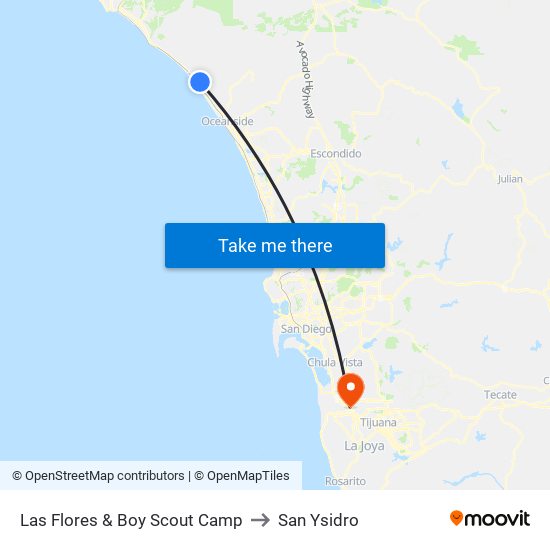 Las Flores & Boy Scout Camp to San Ysidro map