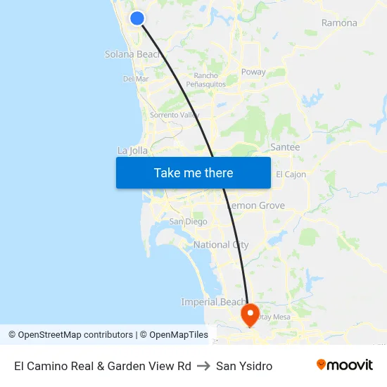 El Camino Real & Garden View Rd to San Ysidro map