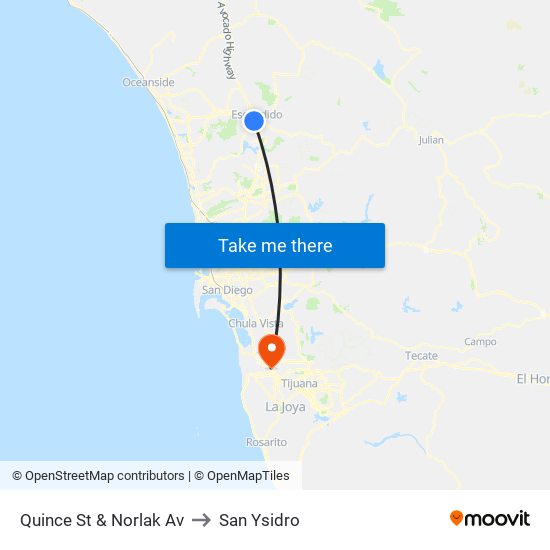 Quince St & Norlak Av to San Ysidro map