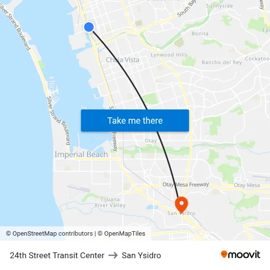 24th Street Transit Center to San Ysidro map