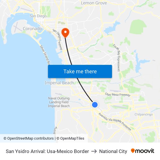 San Ysidro Arrival: Usa-Mexico Border to National City map