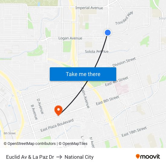 Euclid Av & La Paz Dr to National City map