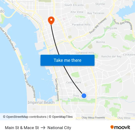 Main St & Mace St to National City map