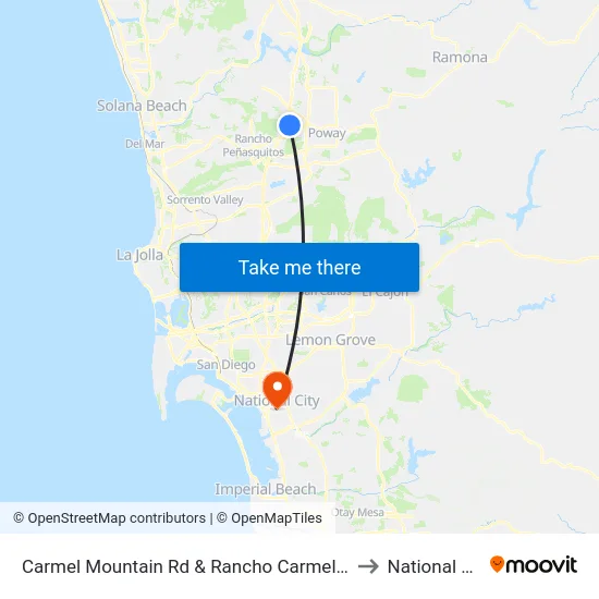 Carmel Mountain Rd & Rancho Carmel Dr (S) to National City map
