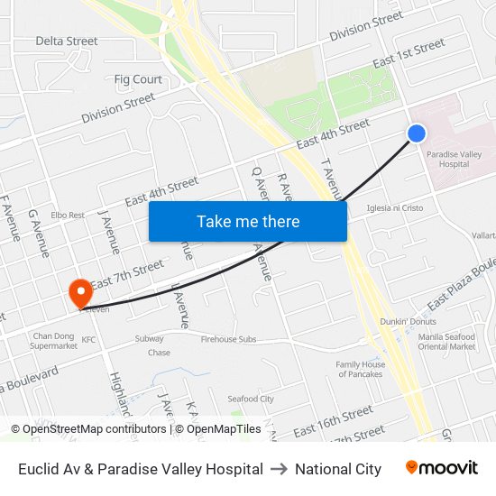 Euclid Av & Paradise Valley Hospital to National City map