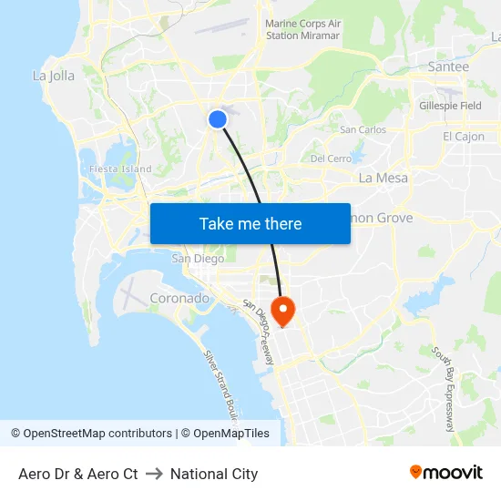Aero Dr & Aero Ct to National City map