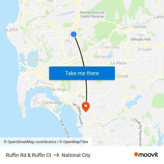 Ruffin Rd & Ruffin Ct to National City map