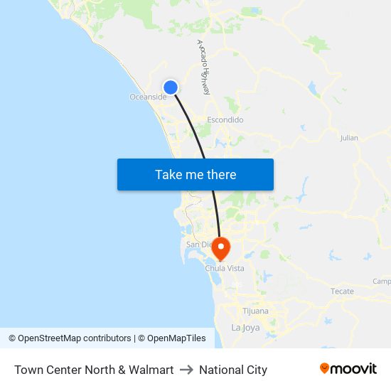 Town Center North & Walmart to National City map