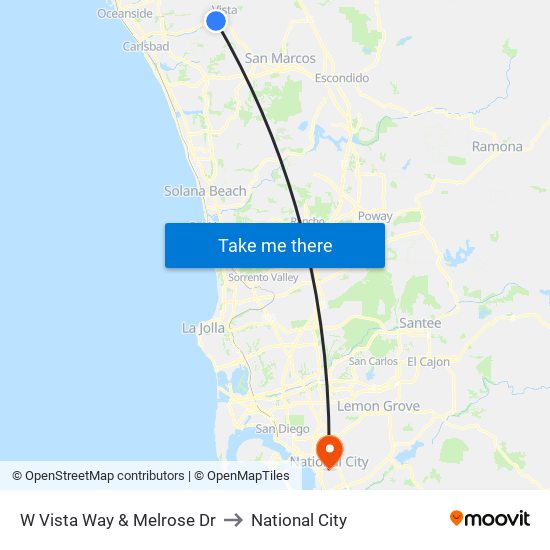 W Vista Way & Melrose Dr to National City map