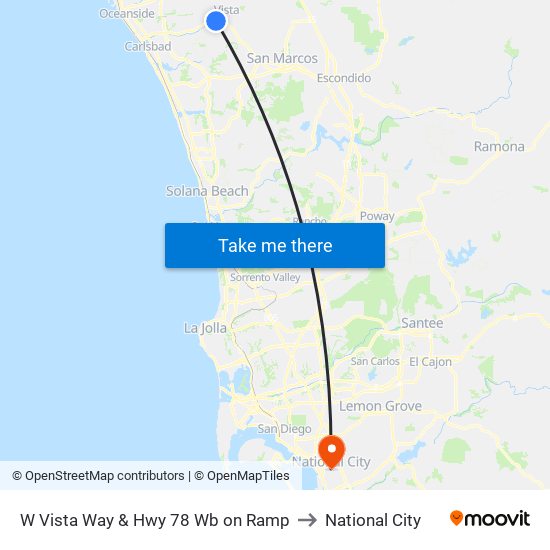 W Vista Way & Hwy 78 Wb on Ramp to National City map