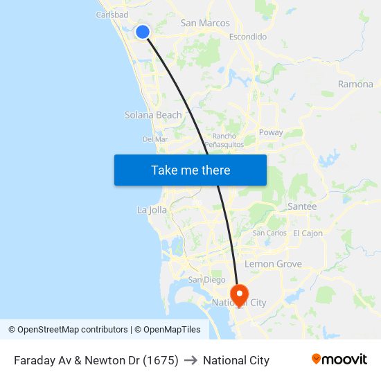 Faraday Av & Newton Dr (1675) to National City map